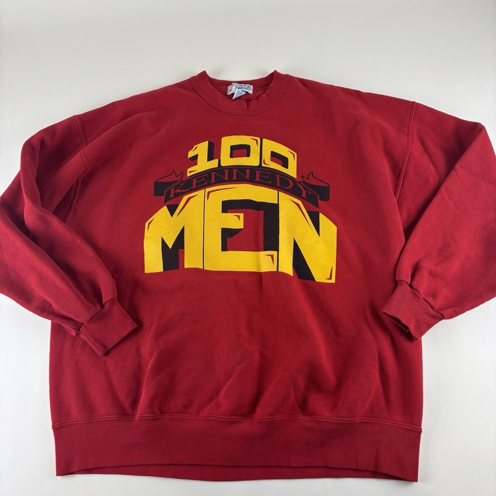 Vintage DC 100 Kennedy Men Jerzees Sweatshirt Red Men's Size XXL Made USA